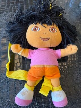 Plush Doll Backpack in Pink, Orange & Yellow